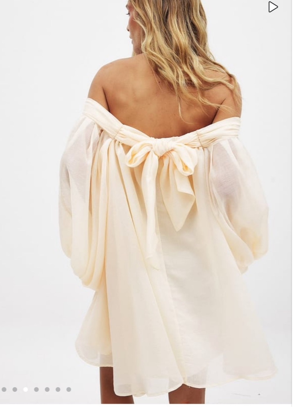 NA-KD Peach Off-Shoulder Organza Mini Dress with Bow Back